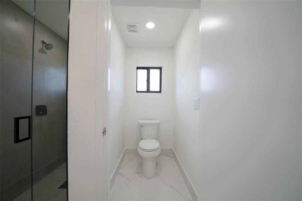 Bathroom, Glass Shower, Interior, Marble, Recessed Lighting