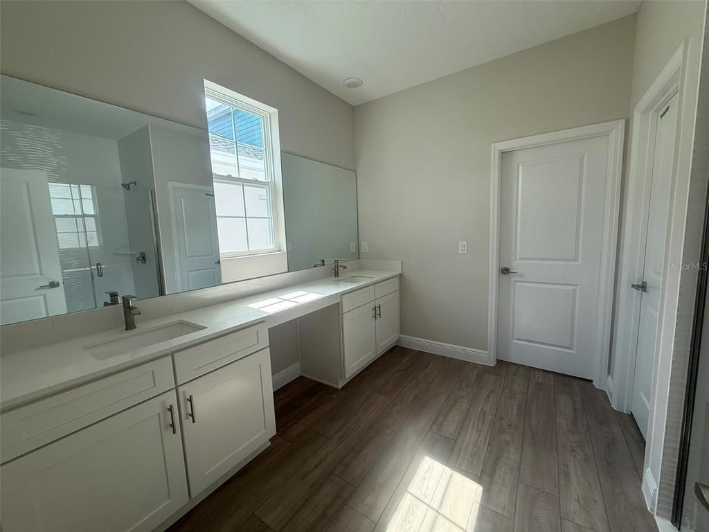 Bathroom, Dual Sink Vanities, Interior, Wood Texture Flooring