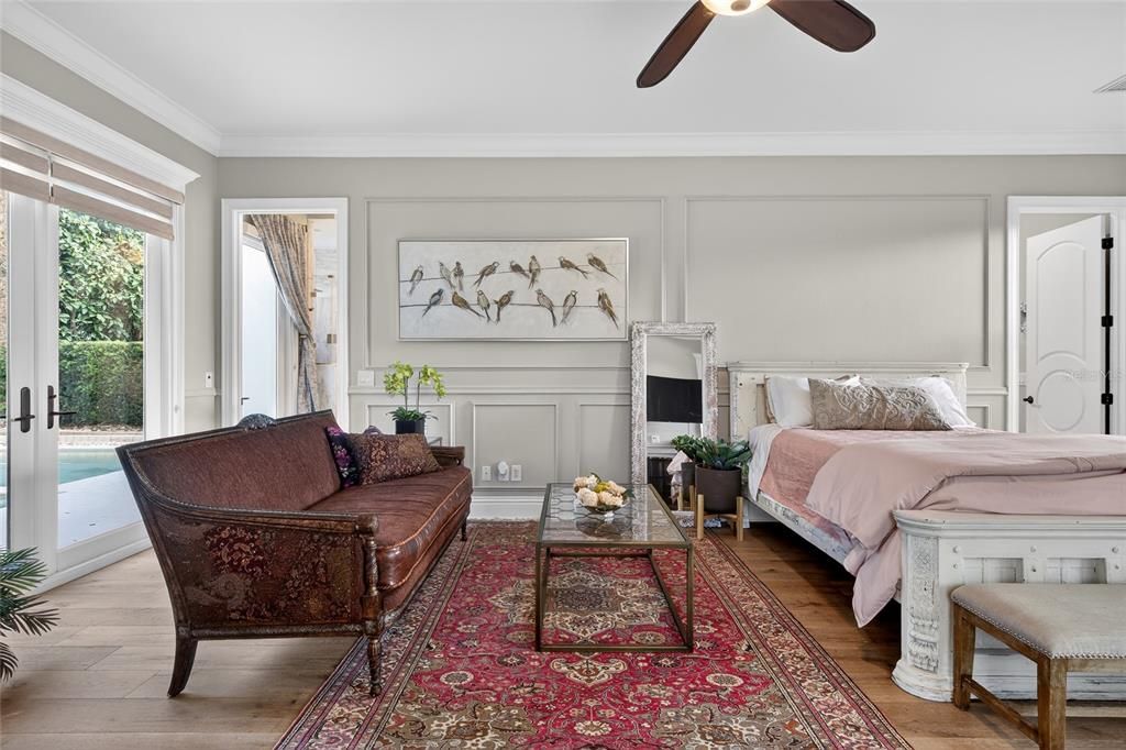 Bedroom, Fireplace, Interior, Wood Texture Flooring
