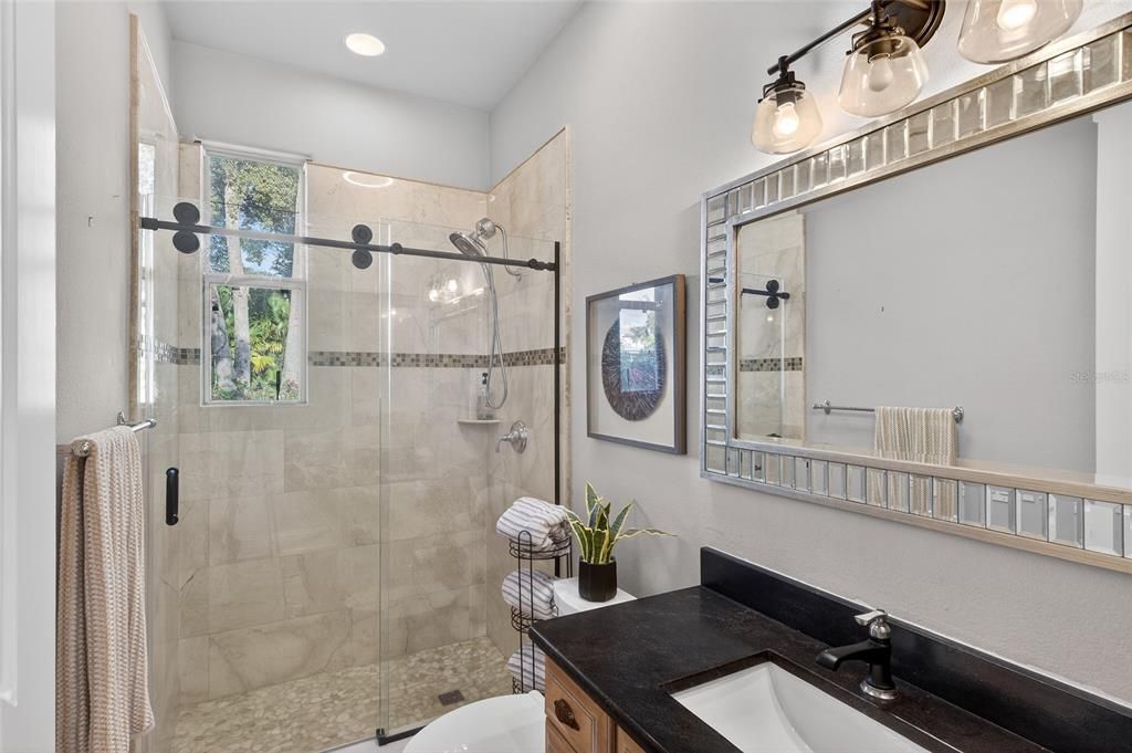 Bathroom, Glass Shower, Interior, Recessed Lighting