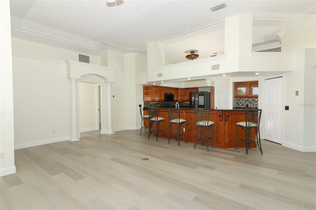 Interior, Kitchen, Recessed Lighting, Wood Texture Flooring