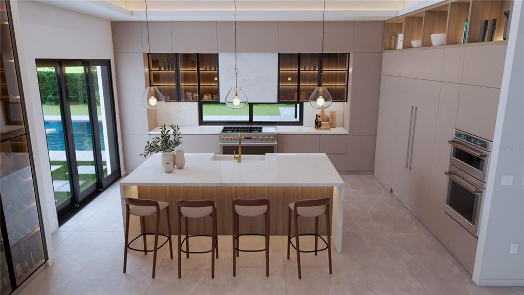 Interior, Kitchen, Pendant Lights, Stainless Steel Appliances, Water