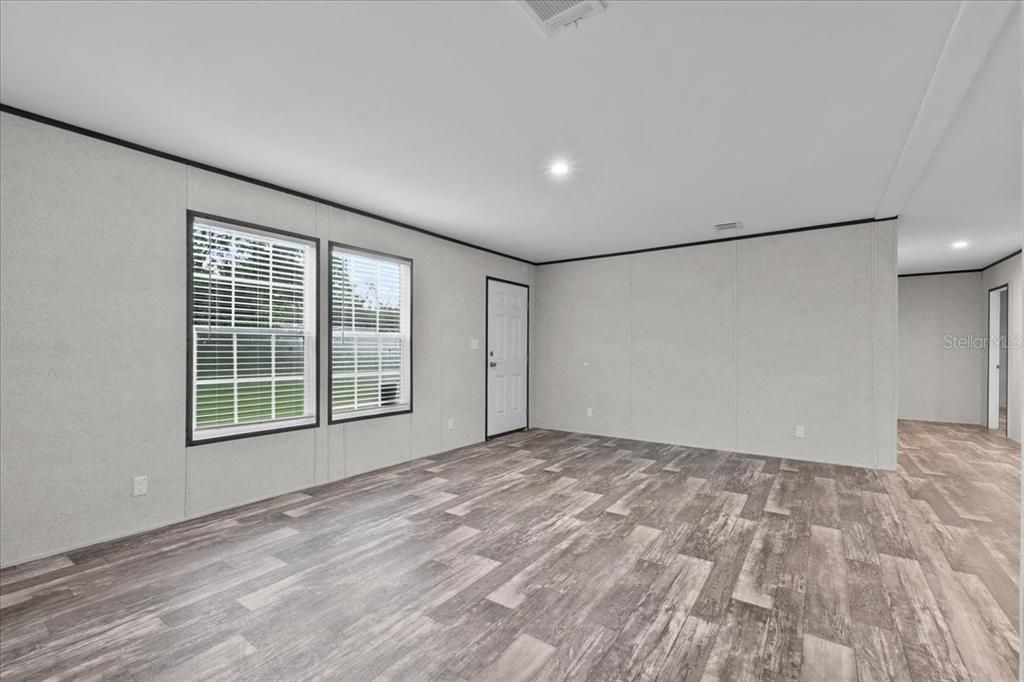 Empty room, Interior, Recessed Lighting, Wood Texture Flooring