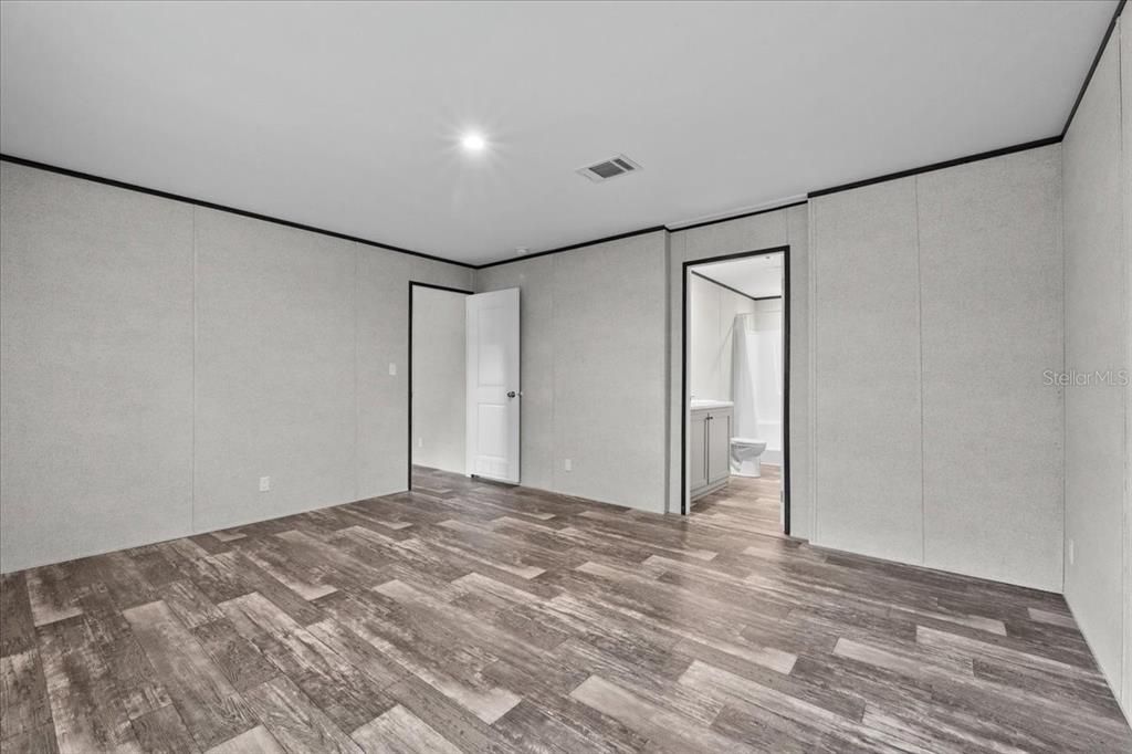 Bathroom, Empty room, Interior, Recessed Lighting, Wood Texture Flooring