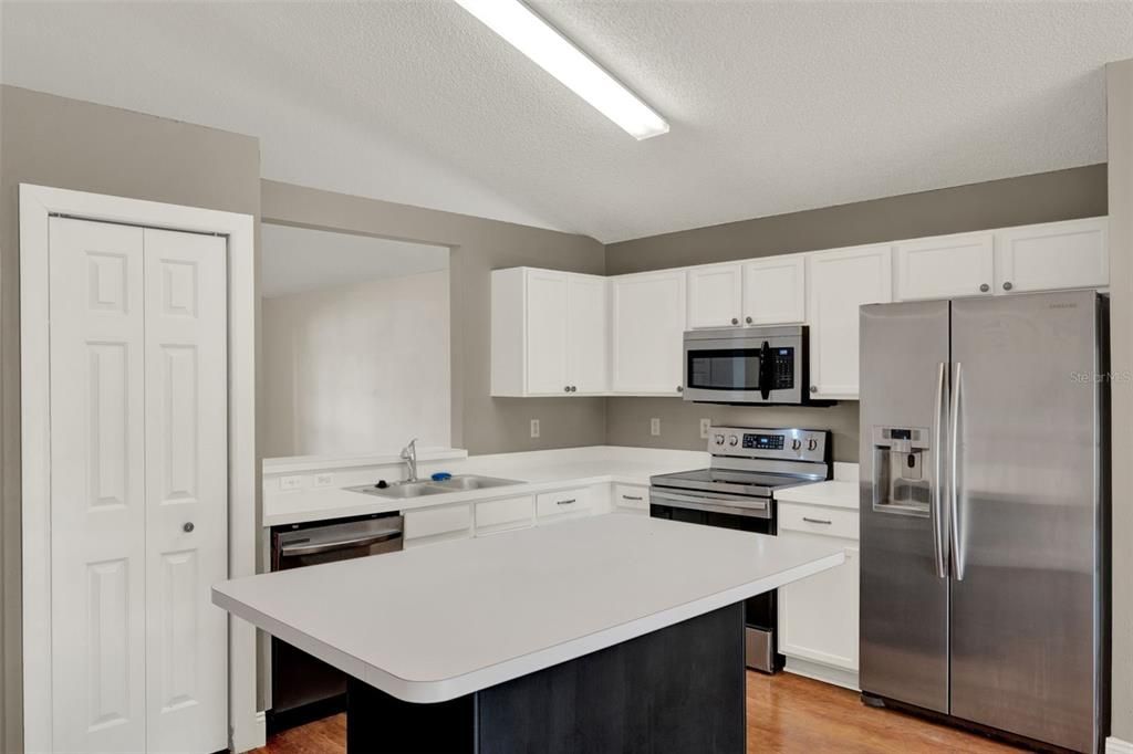 Interior, Kitchen, Stainless Steel Appliances, Wood Texture Flooring