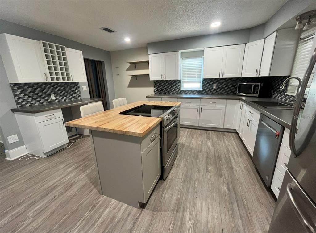 Interior, Kitchen, Recessed Lighting, Wood Texture Flooring
