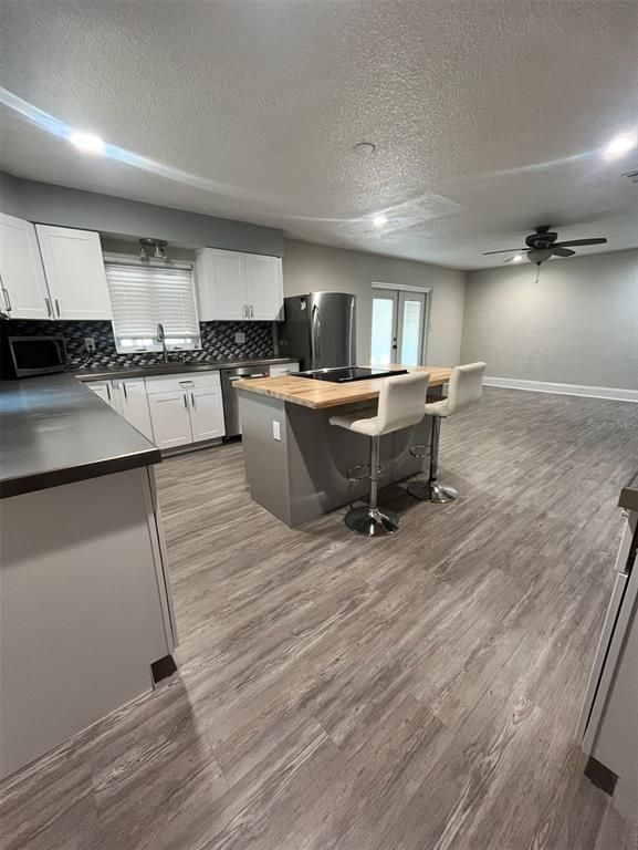 Interior, Kitchen, Recessed Lighting, Wood Texture Flooring