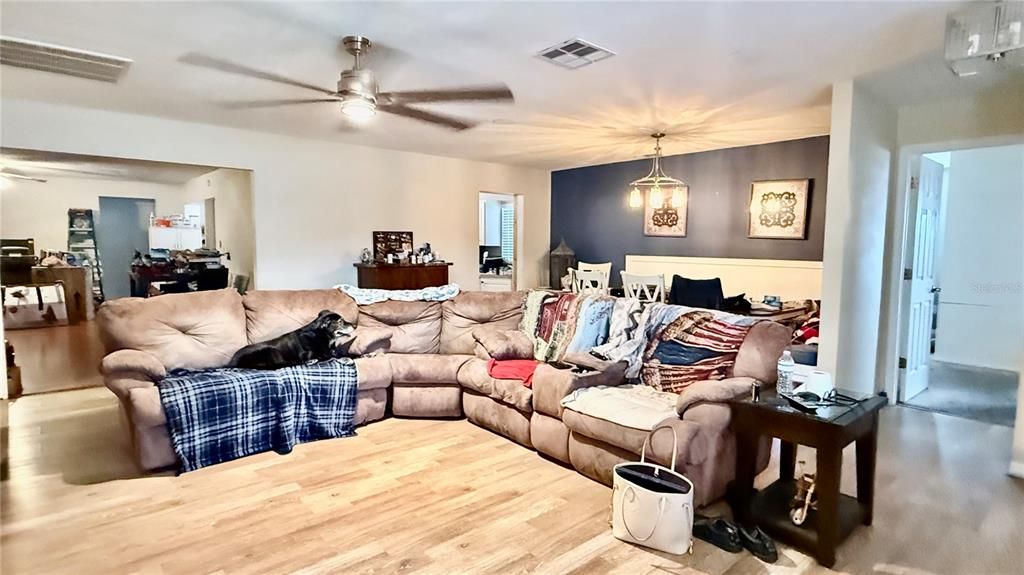 Interior, Living room, Pendant Lights, Wood Texture Flooring