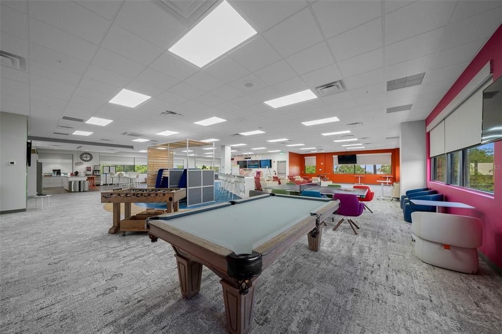 Billiard Table, Game Room, Interior, Recessed Lighting