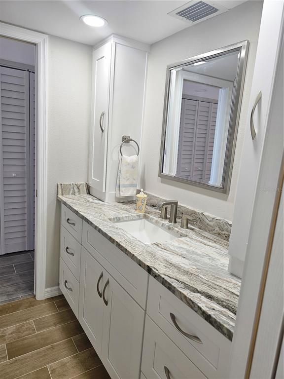 Bathroom, Interior, Recessed Lighting, Wood Texture Flooring