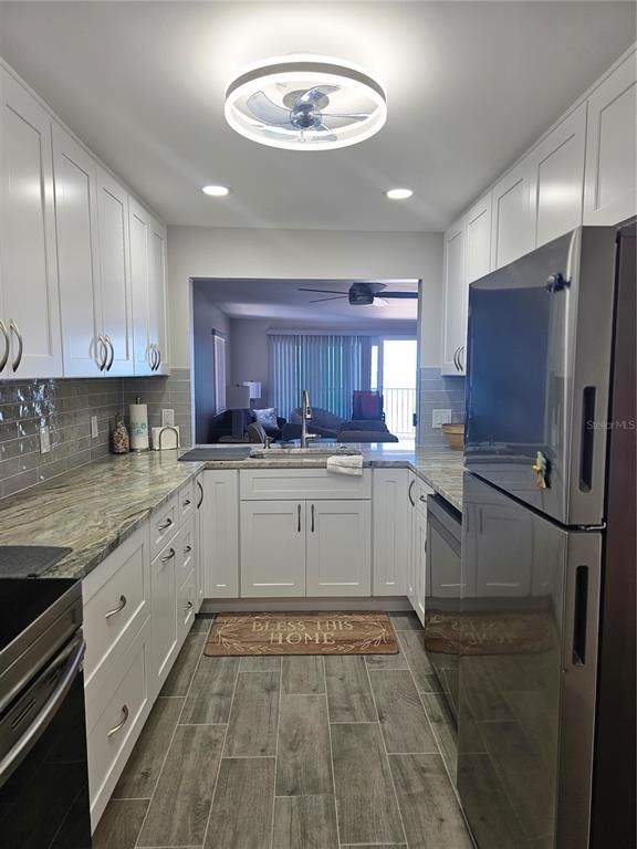 Interior, Kitchen, Recessed Lighting, Wood Texture Flooring