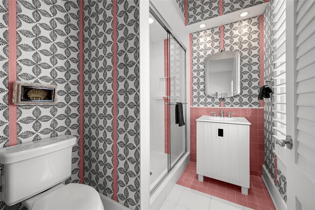 Bathroom, Glass Shower, Interior, Recessed Lighting