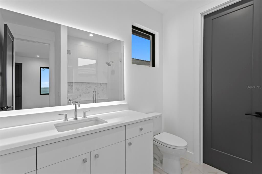 Bathroom, Interior, Marble, Recessed Lighting