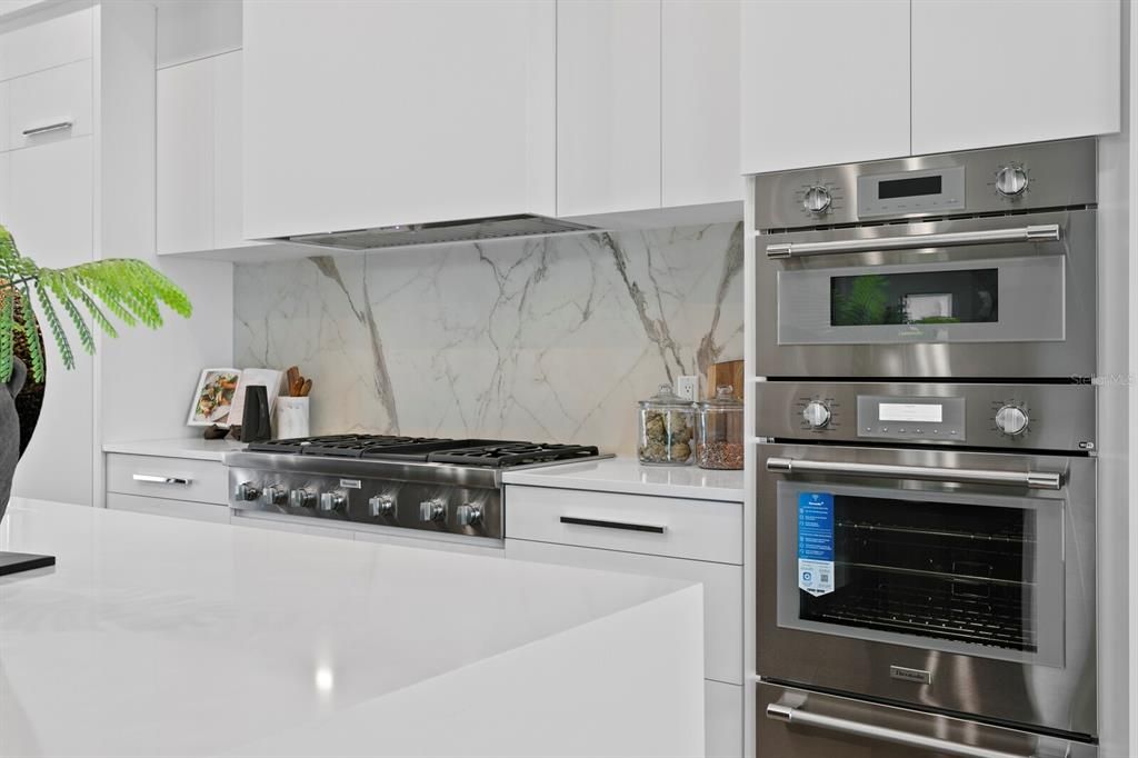 Interior, Kitchen, Marble Walls, Stainless Steel Appliances