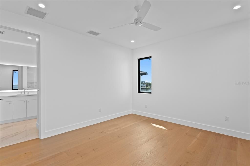 Bathroom, Empty room, Interior, Recessed Lighting, Wood Texture Flooring