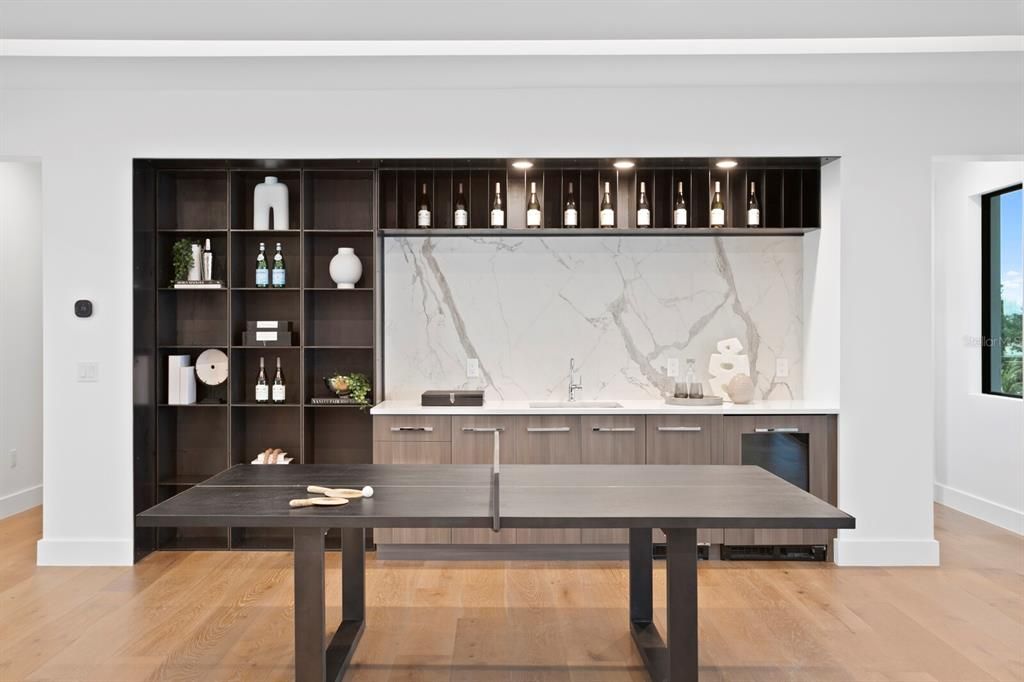 Interior, Marble Walls, Wood Texture Flooring