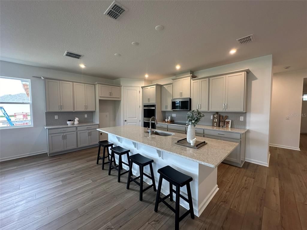 Interior, Kitchen, Recessed Lighting, Wood Texture Flooring