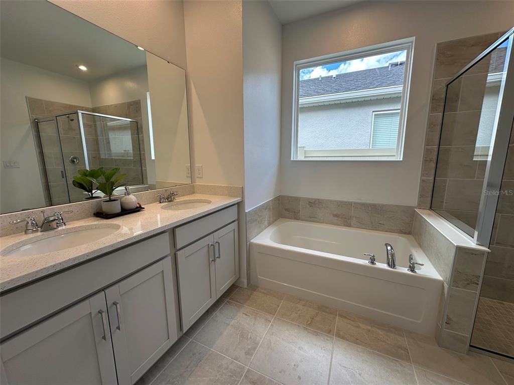 Bathroom, Dual Sink Vanities, Glass Shower, Interior, Recessed Lighting