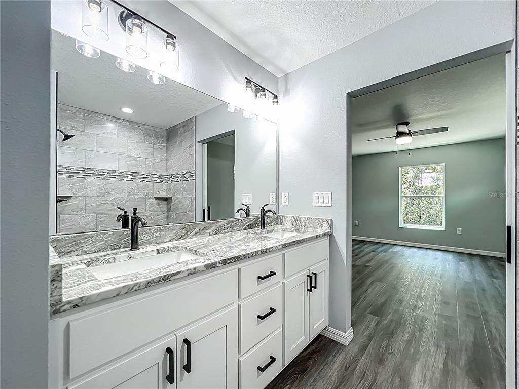 Bathroom, Dual Sink Vanities, Interior, Wood Texture Flooring