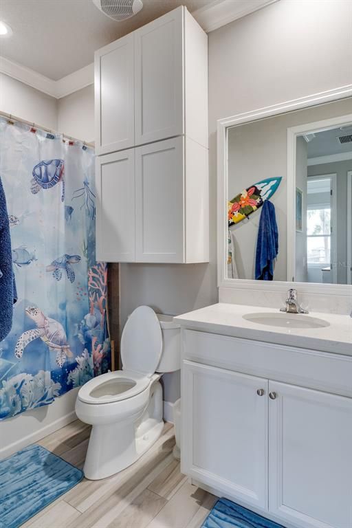 Bathroom, Interior, Recessed Lighting, Wood Texture Flooring