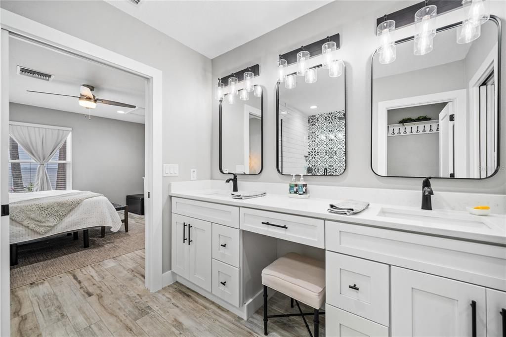 Bathroom, Bedroom, Dual Sink Vanities, Interior, Wood Texture Flooring