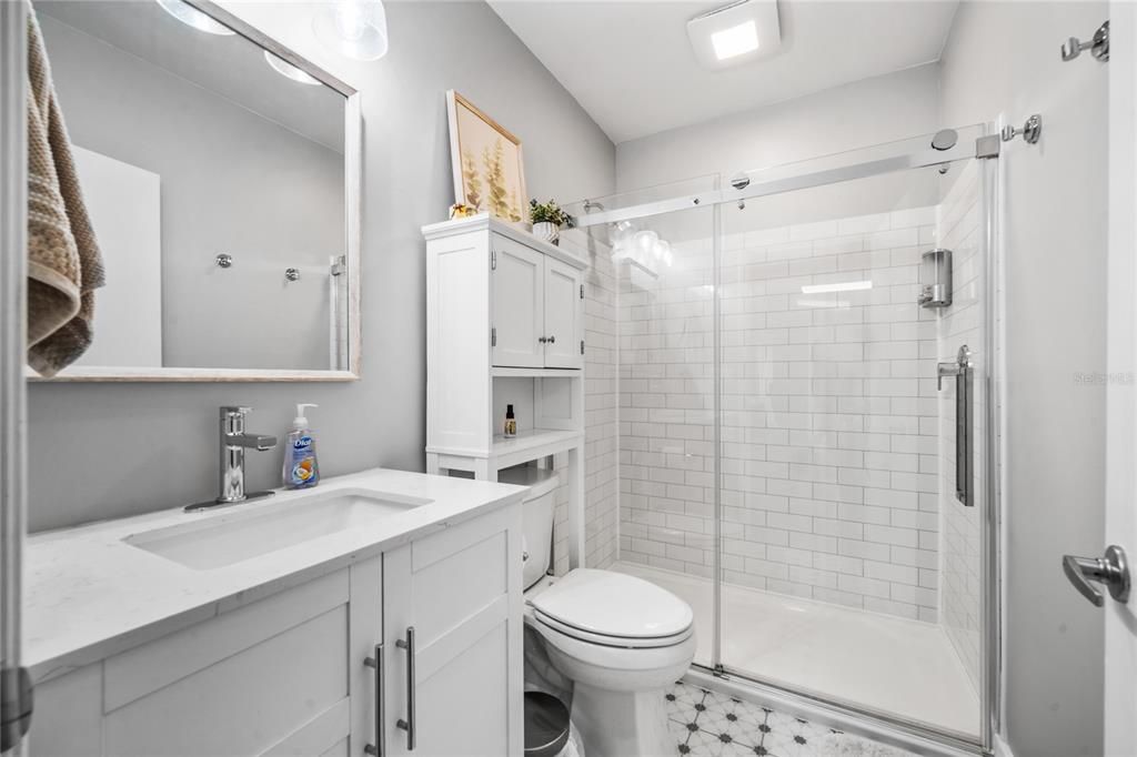 Bathroom, Glass Shower, Interior, Recessed Lighting