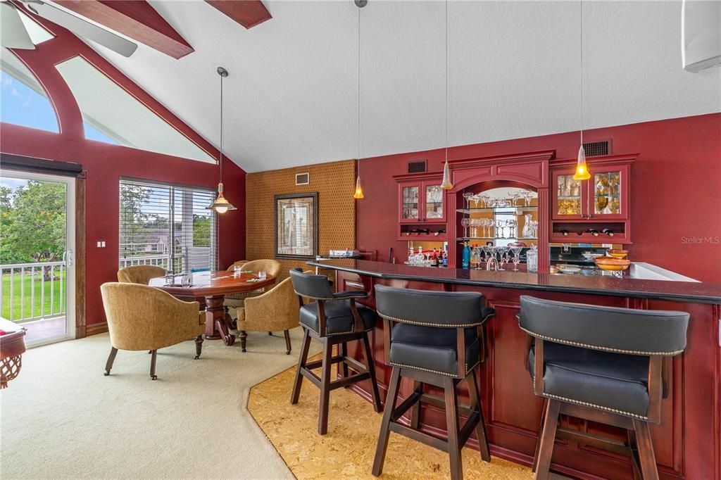 Dining room, Interior, Pendant Lights, Stone Walls, Wooden Beams