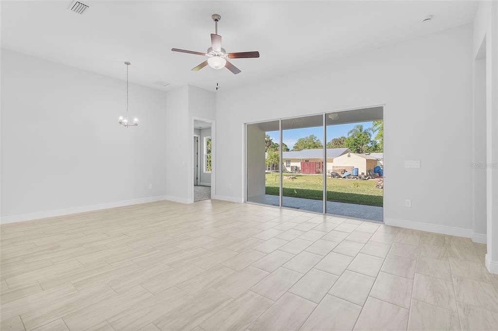 Chandelier, Empty room, Interior, Pendant Lights, Wood Texture Flooring