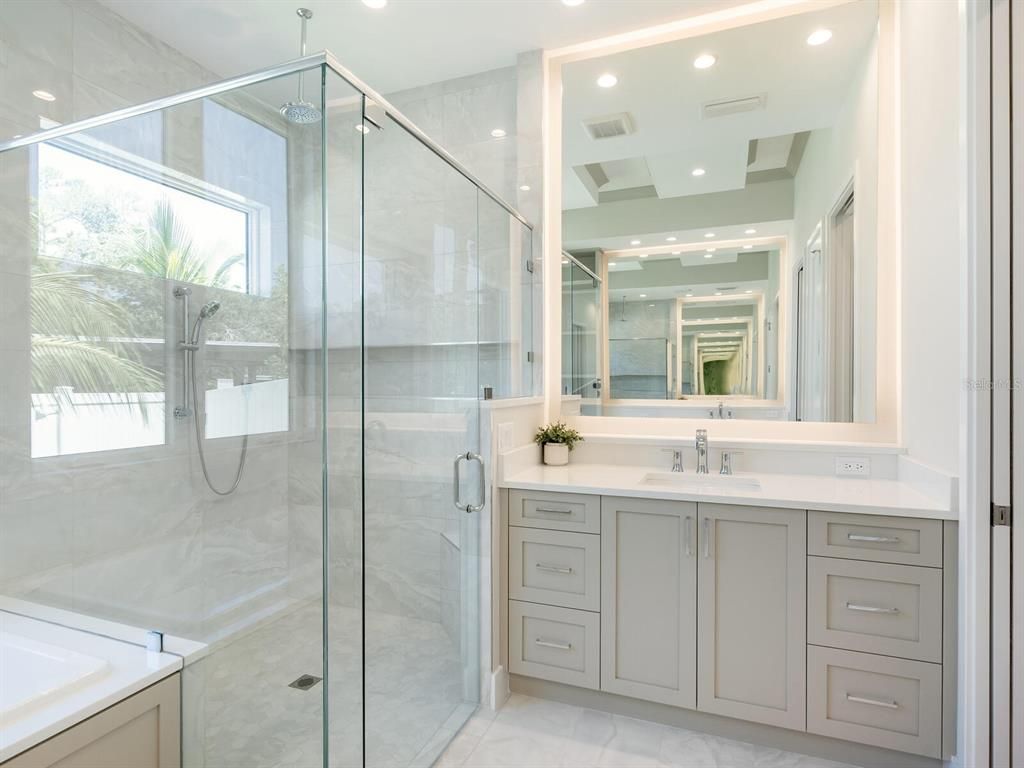 Bathroom, Glass Shower, Interior, Recessed Lighting