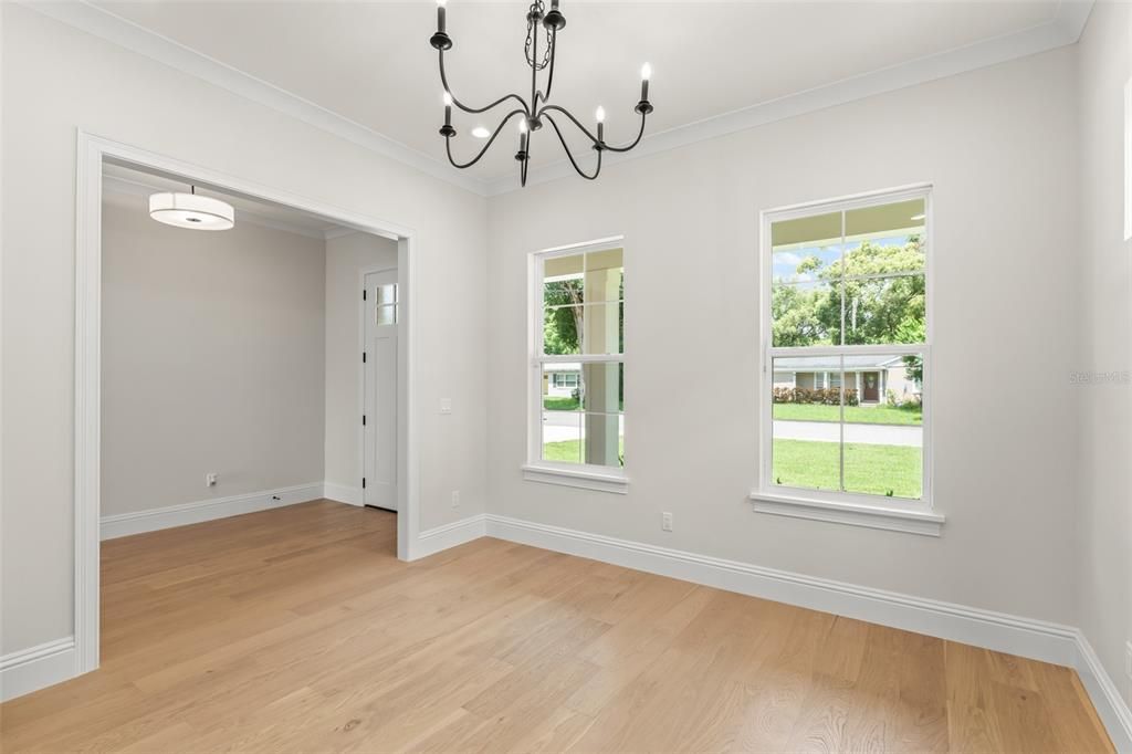 Chandelier, Empty room, Interior, Wood Texture Flooring