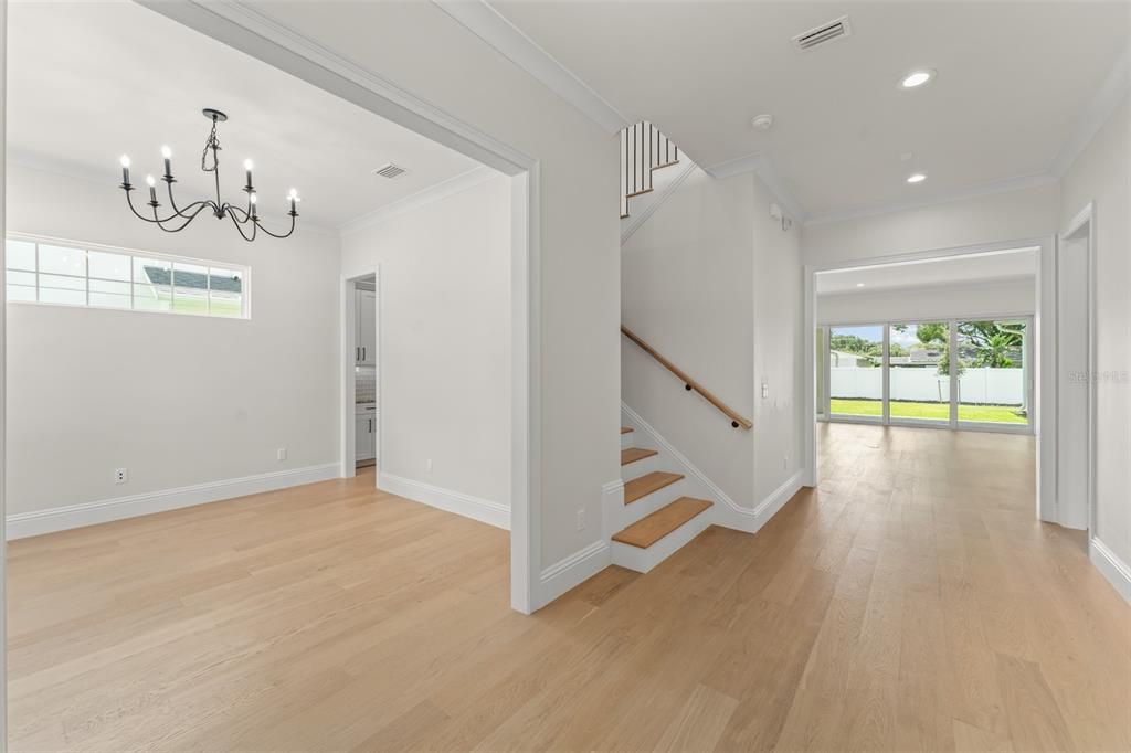 Chandelier, Interior, Recessed Lighting, Wood Texture Flooring