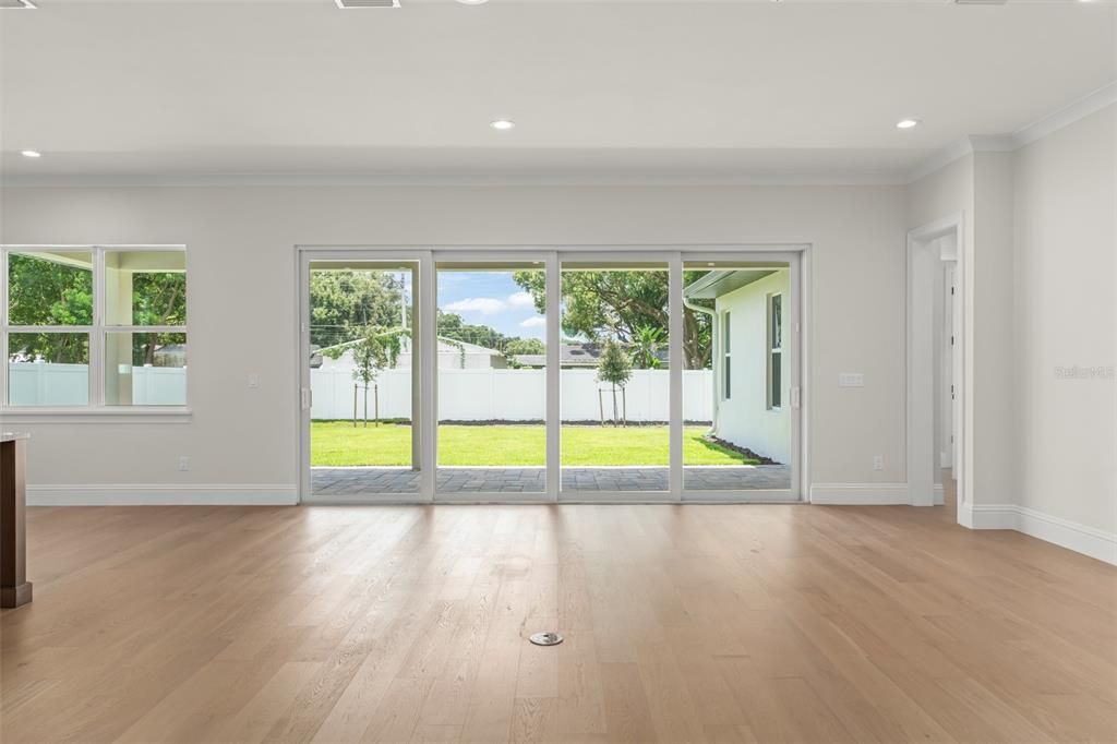 Empty room, Interior, Recessed Lighting, Wood Texture Flooring