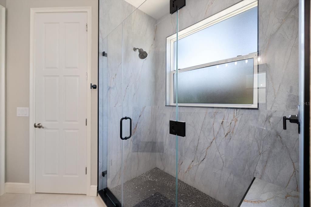 Bathroom, Glass Shower, Interior, Marble Walls
