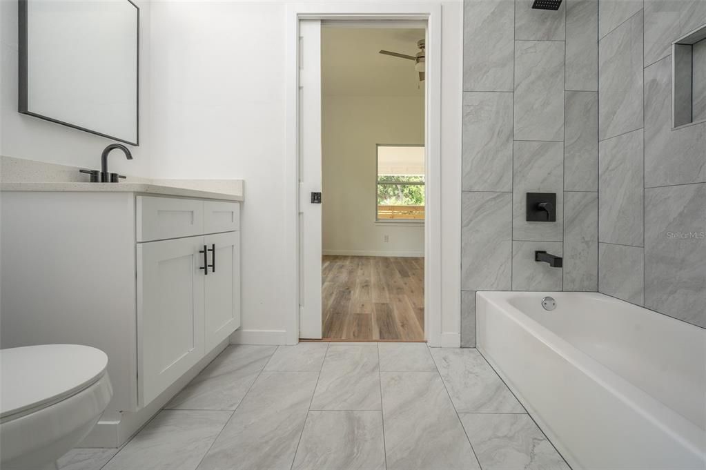 Bathroom, Interior, Marble, Marble Walls, Wood Texture Flooring