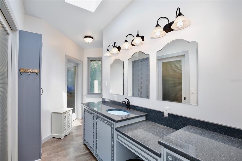 Bathroom, Dual Sink Vanities, Interior, Wood Texture Flooring