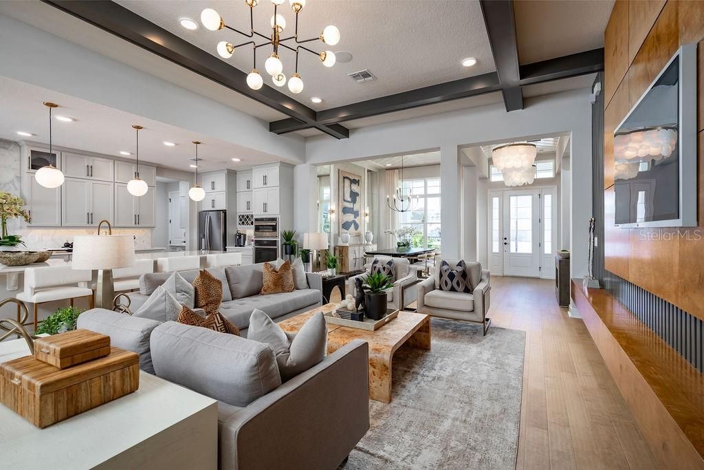 Interior, Kitchen, Living room, Pendant Lights, Recessed Lighting, Stainless Steel Appliances, Wood Texture Flooring