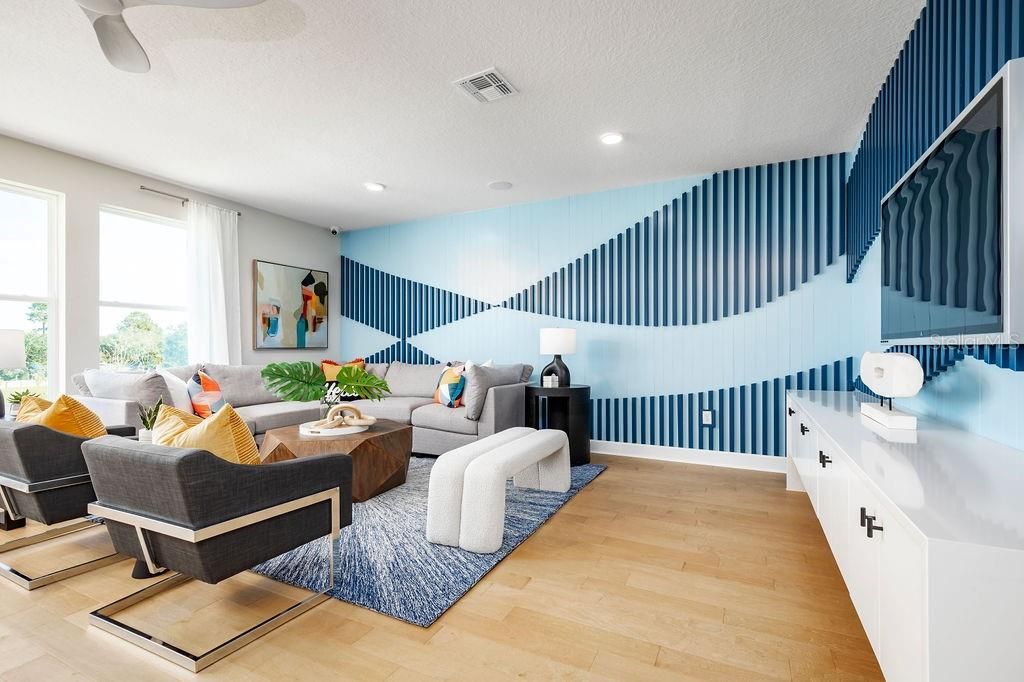 Interior, Living room, Recessed Lighting, Wood Texture Flooring