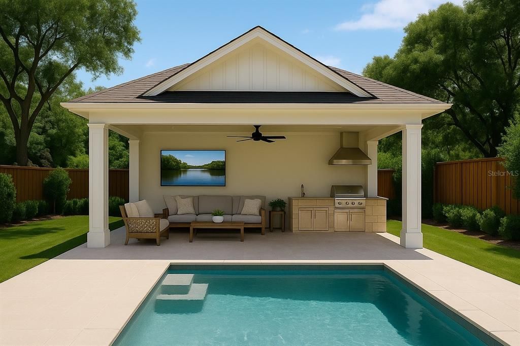 Exterior, Outdoor Kitchen, Pool