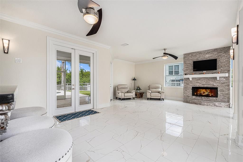 Fireplace, Interior, Living room, Marble, Stone Walls