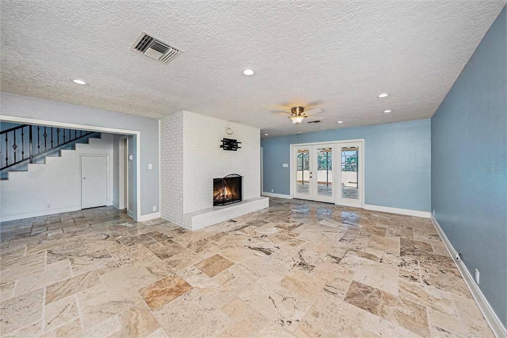 Empty room, Fireplace, Interior, Recessed Lighting