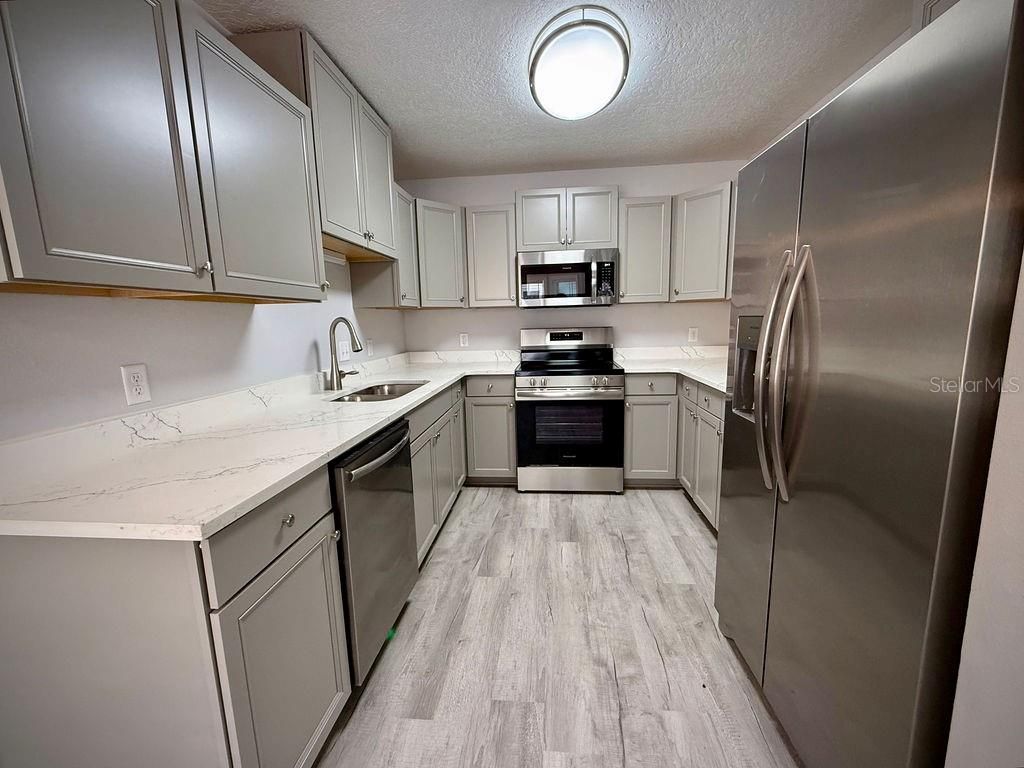 Interior, Kitchen, Stainless Steel Appliances, Wood Texture Flooring