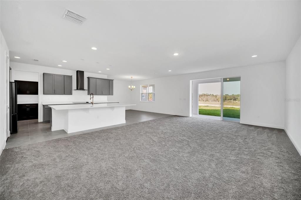 Chandelier, Empty room, Interior, Kitchen, Recessed Lighting