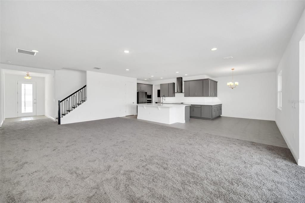 Chandelier, Empty room, Interior, Kitchen, Recessed Lighting