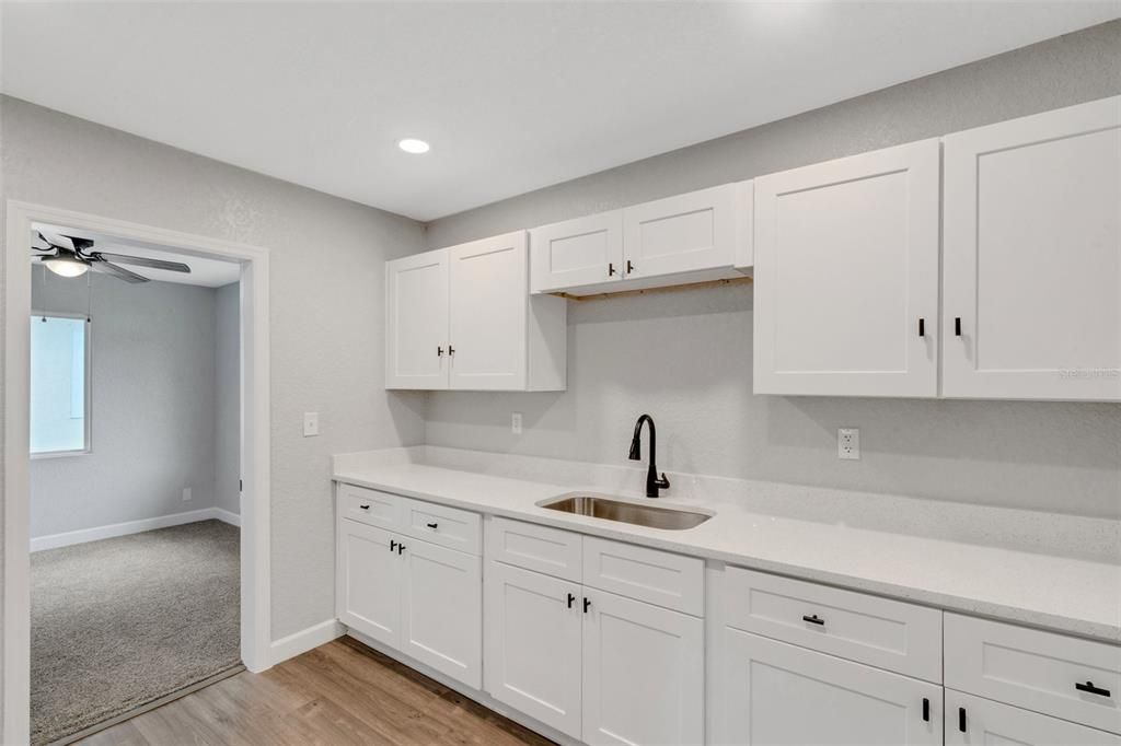 Interior, Kitchen, Recessed Lighting, Wood Texture Flooring