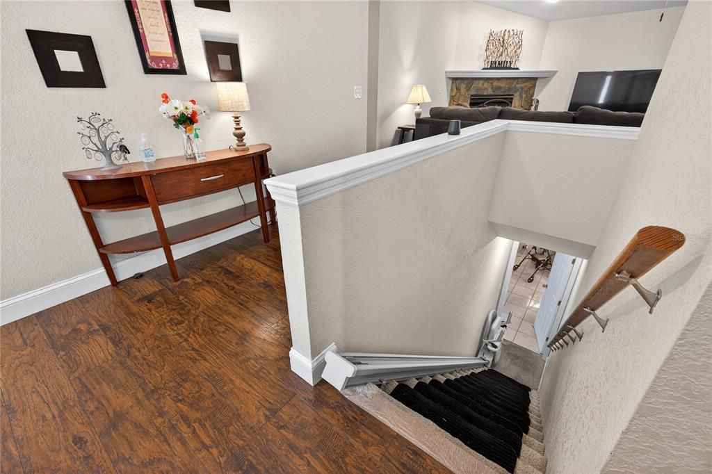 Fireplace, Interior, Recessed Lighting, Wood Texture Flooring