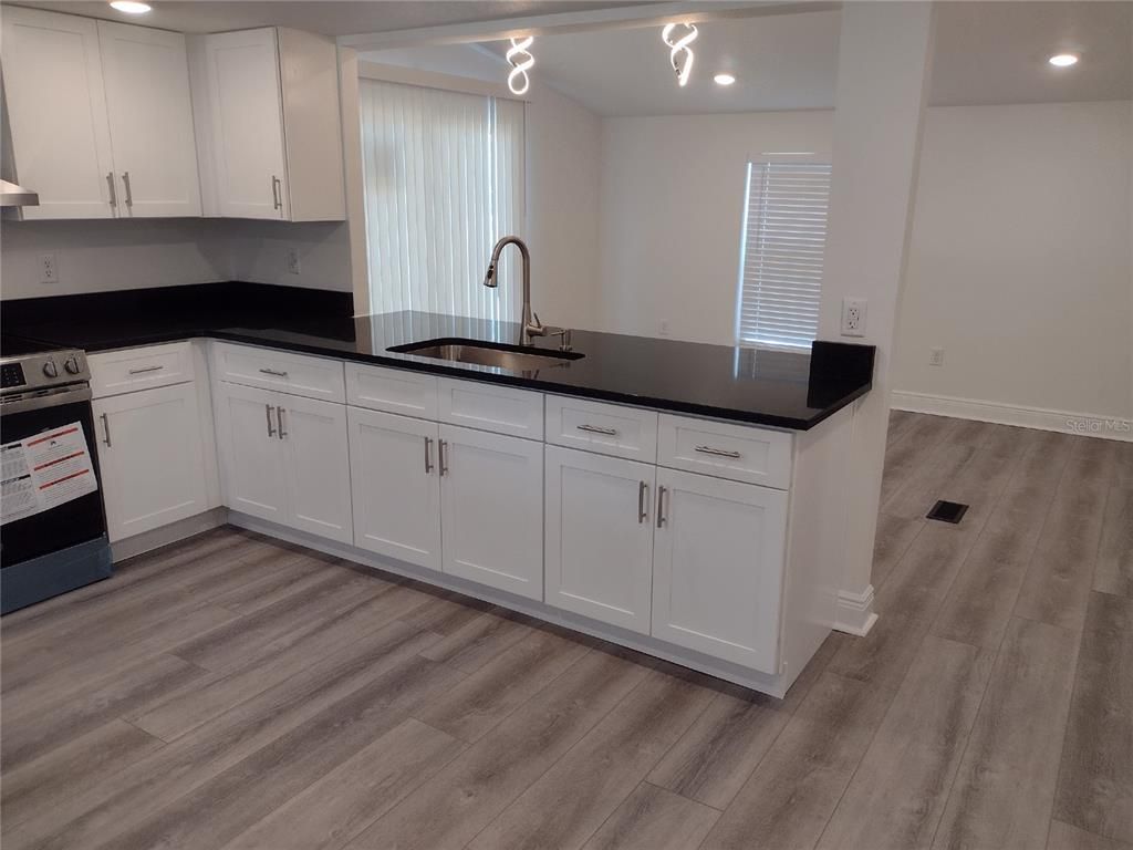 Interior, Kitchen, Recessed Lighting, Wood Texture Flooring