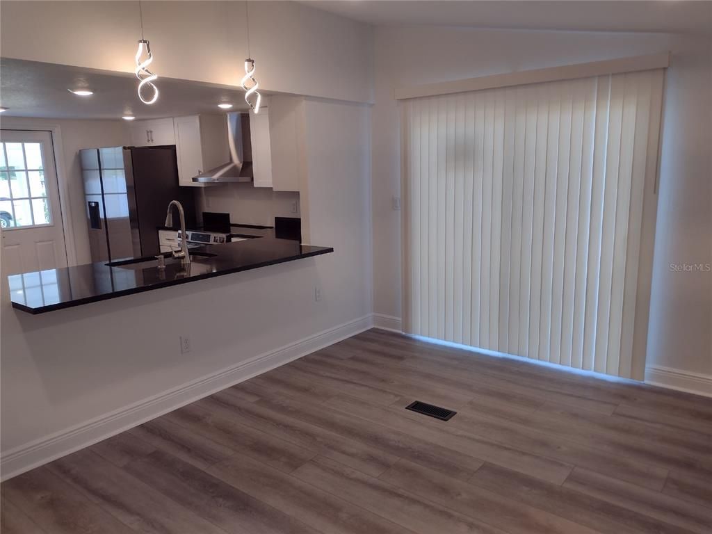 Interior, Kitchen, Pendant Lights, Wood Texture Flooring