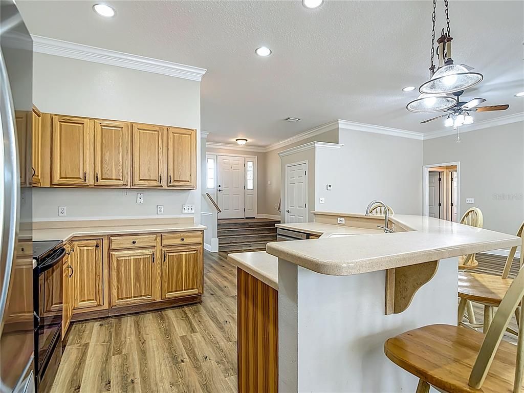 Interior, Kitchen, Recessed Lighting, Wood Texture Flooring