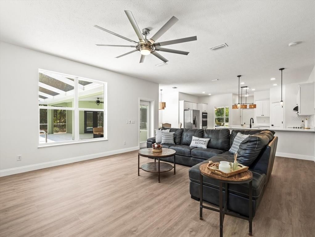 Interior, Kitchen, Living room, Pendant Lights, Recessed Lighting, Stainless Steel Appliances, Wood Texture Flooring