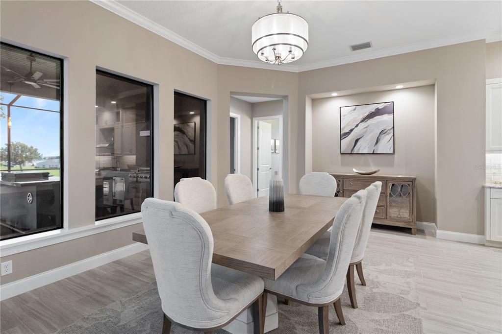 Chandelier, Dining room, Interior, Wood Texture Flooring